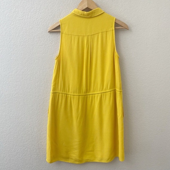 Banana Republic Shirt Dress Size 4P Petite Safari Yellow Sleeveless - Picture 4 of 5